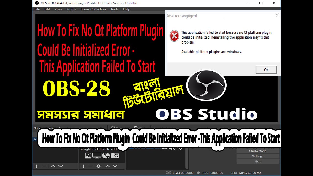 Fix OBS Qt Platform Plugin Could Not be Initialized Error - OBS Studio 28 OBS Studio Problem28