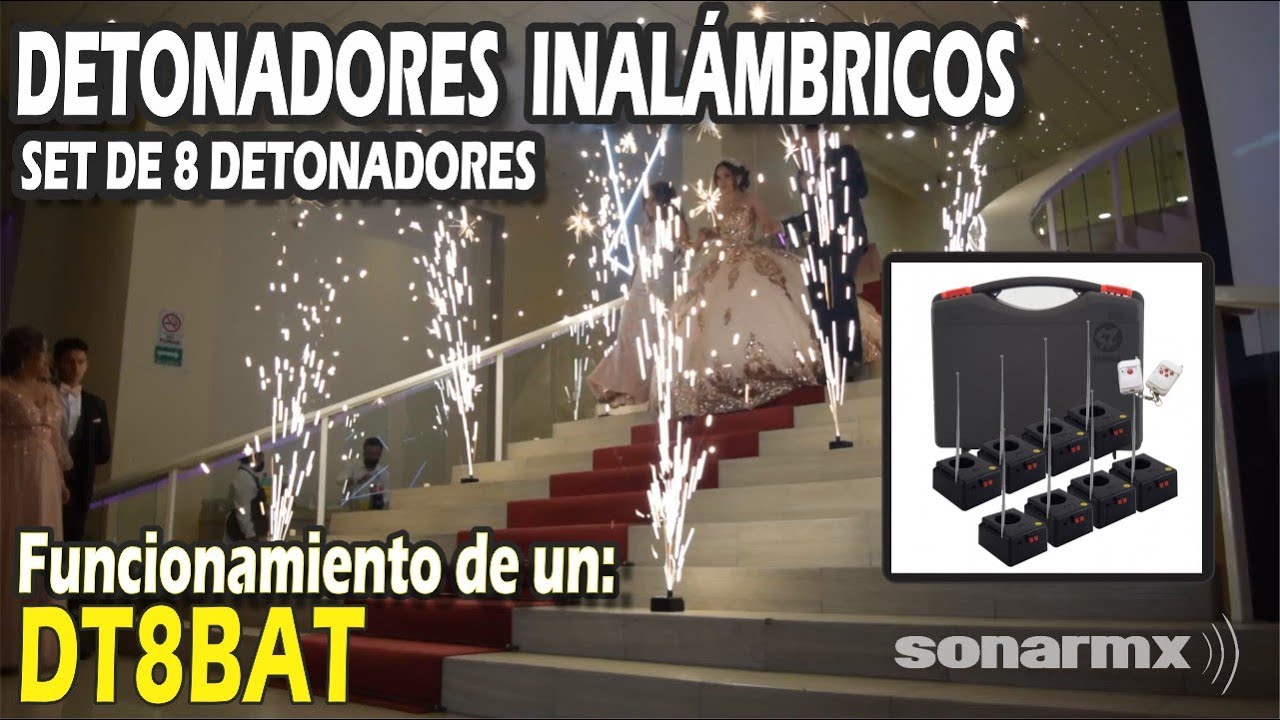 Detonador Pirotecnia Chisperos Inalámbrico  Modelo DT8BAT Marca Sonidazo
