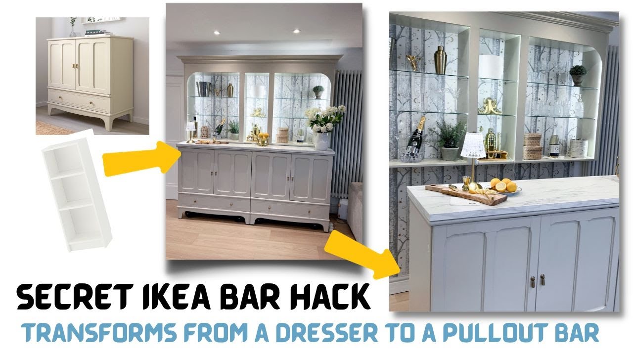 IKEA BILLY & LOMMARP ✨ HIDDEN ✨Home PULLOUT Bar / Dresser - Transforms From A Dresser! Pax DIY HACKs