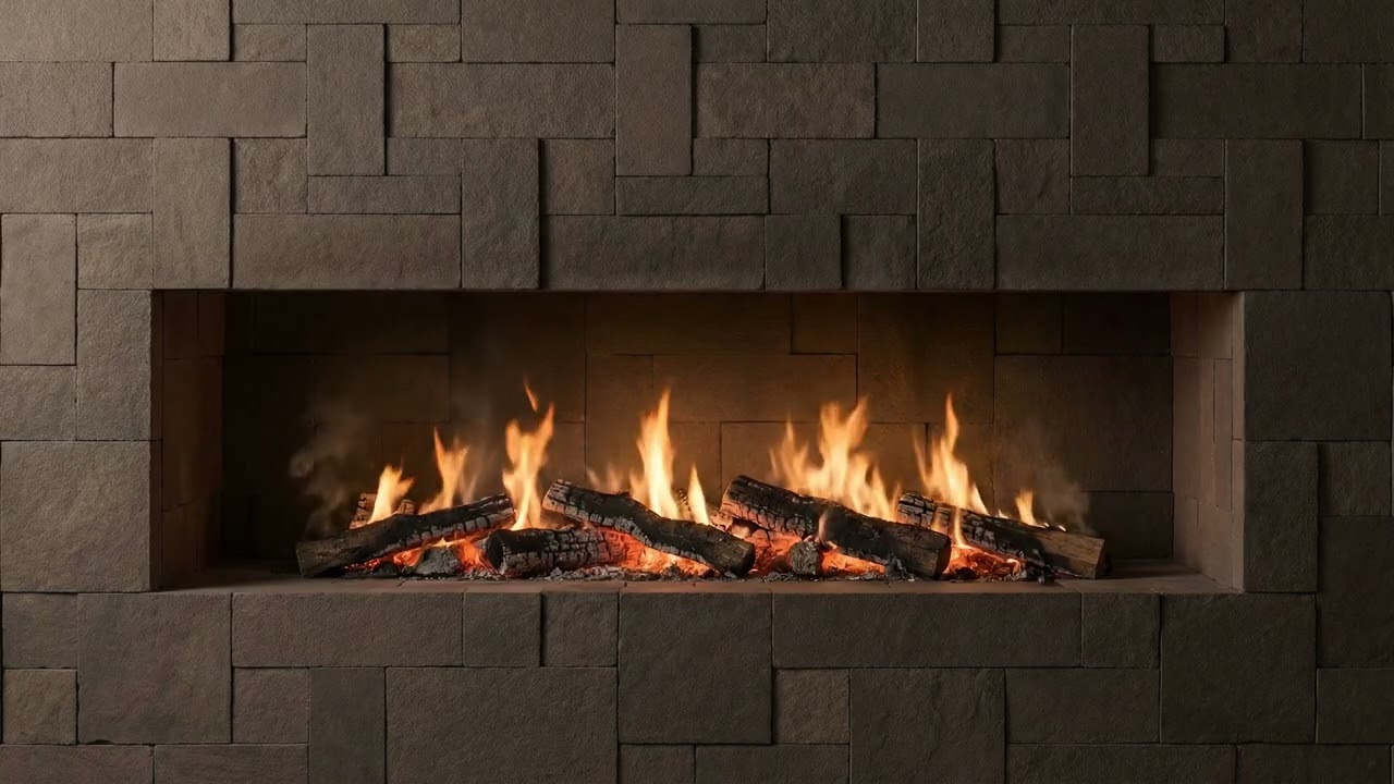Ledger Stone Fireplace | Modern Fireplace Ambience | 10 Hours