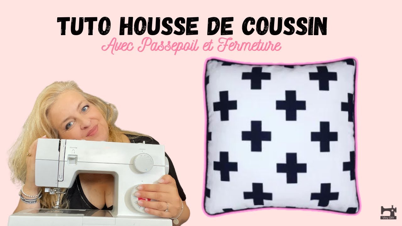 Housse de coussin avec passepoil et fermeture