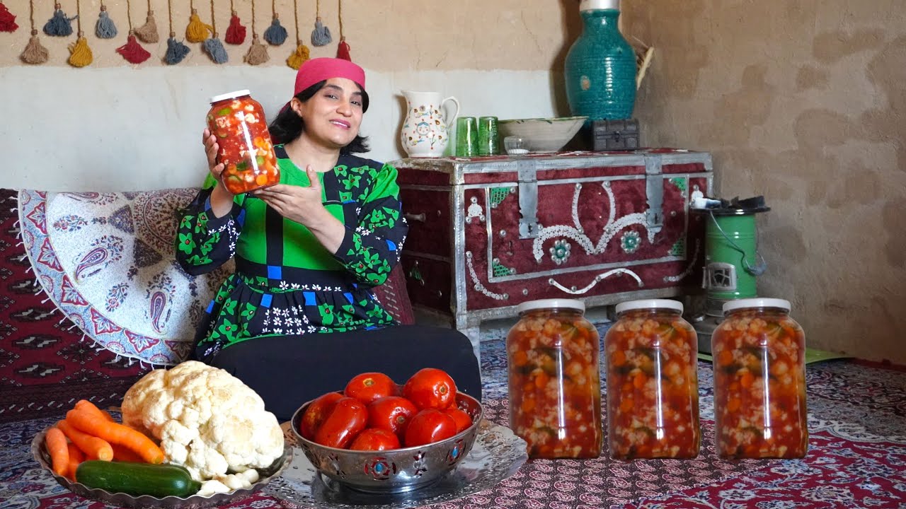 Rural life in Iran| Making Traditional village pickles_Simple countryside Life
