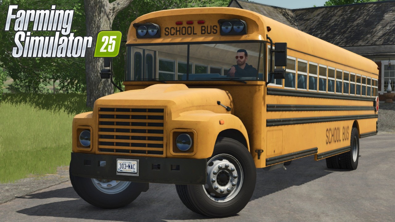 FS25 - American School Bus - NEW TRUCK MOD for Farming Simulator 2025 GAMEPLAY
