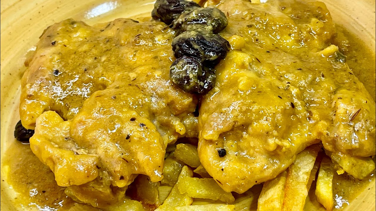 POLLO EN SALSA DE ALMENDRAS Y BRANDY