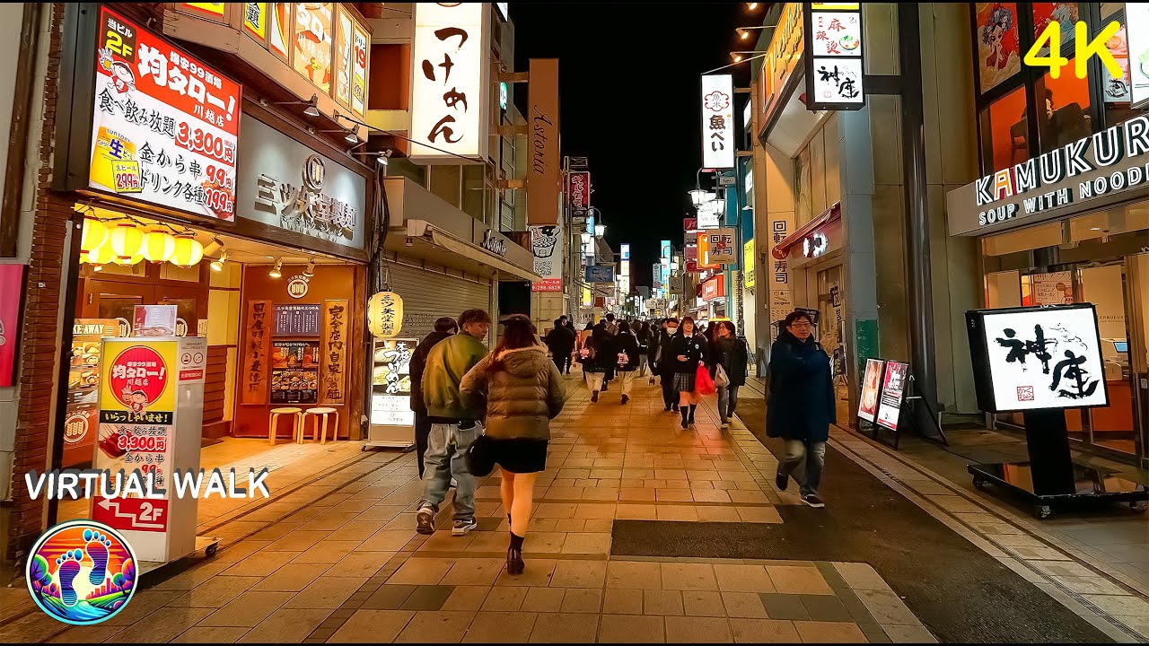 Kawagoe Night Walking Tour 川越 | Historic Streets Near Tokyo • Japan Night Walk • 4K