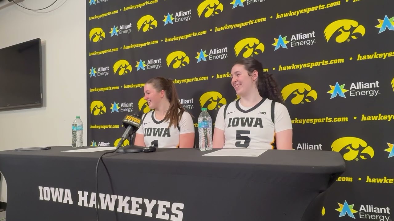 Hear from Taylor Stremlow, Ava Heiden after Iowa women's basketball beats Illinois
