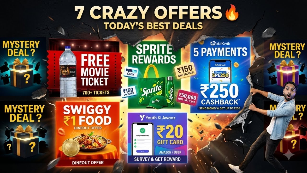 Win FREE Mirzapur Tickets | Sprite Loot FREE Merch & More | Mobikwik Cashback | Swiggy Rs.1 | 7 Loot