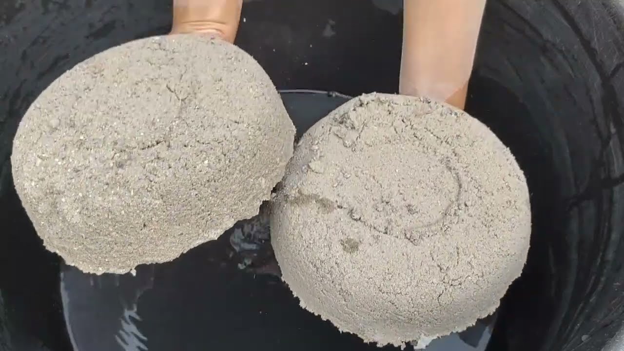 Grainy Crunchy crispy sand cement huge shape water 💦 crumbling Asmr