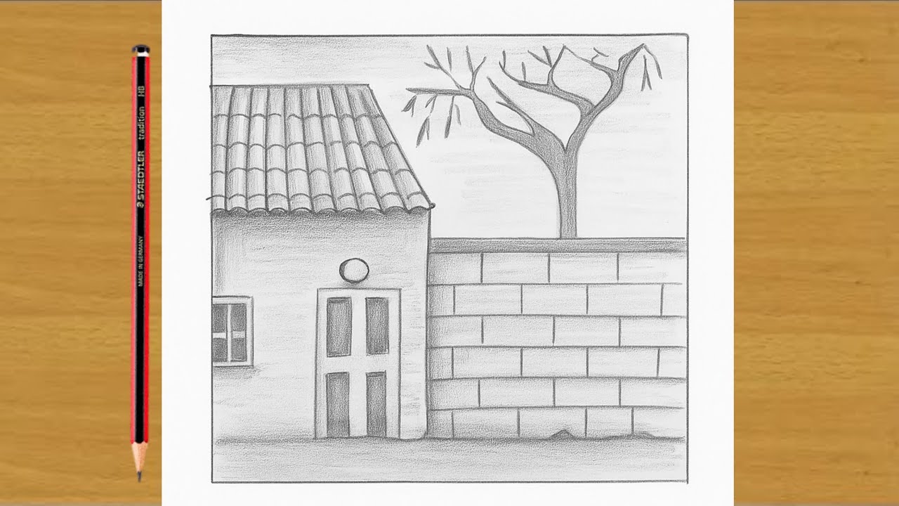 Easy House and Tree Drawing | Simple Pencil Sketch for Beginners Step by Step