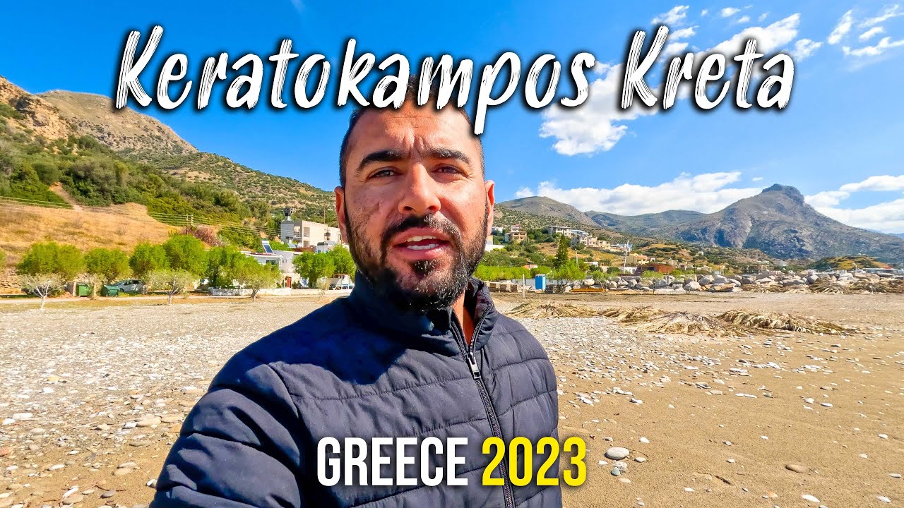 Walking tour in 4k, Keratokampos South of Crete, beautiful seaside village to visit, Greece 2023