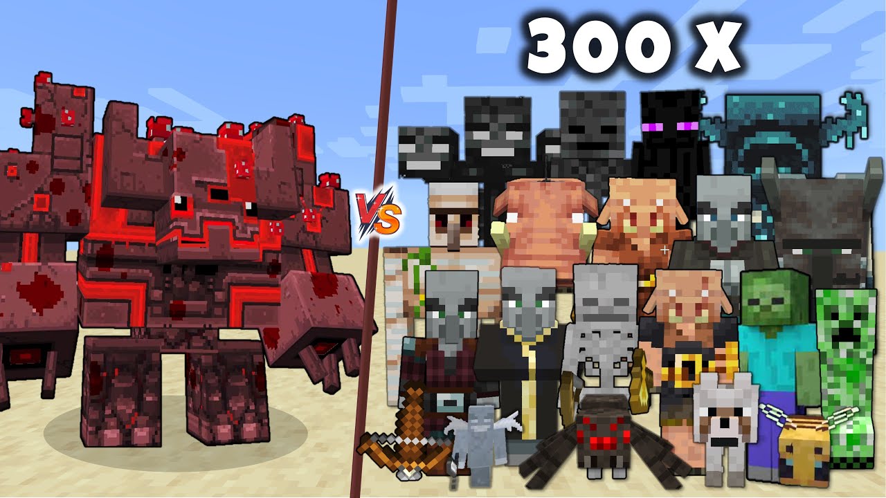 MOOSHROOM MONSTROSITY vs 300 of all Minecraft Mobs - Mooshroom Monstrosity vs all Mobs Army 1v300