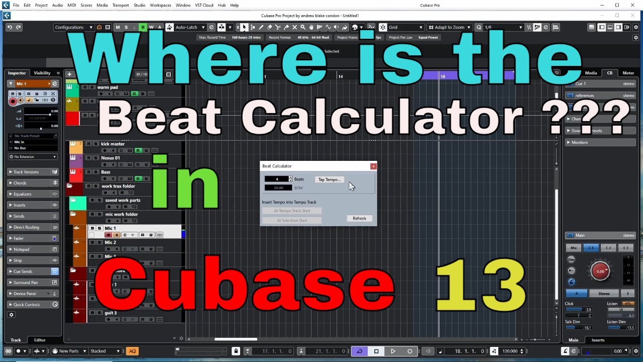 Where is the Beat Calculator in Cubase 13