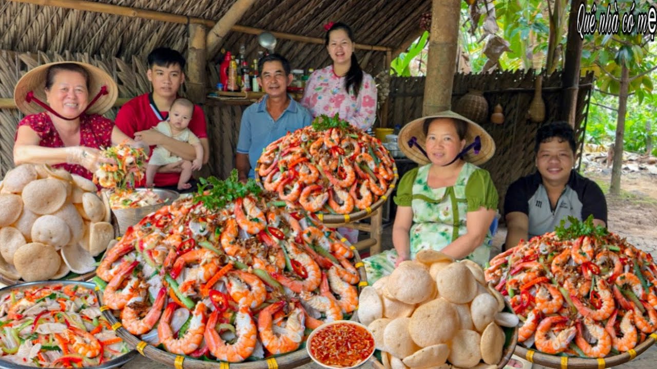 Gỏi Dưa Hấu Tôm Thịt, Bánh Phồng | Món Ngon Quê Nhà Thu Hoạch Dưa Hấu Trong Vườn || Watermelon salad