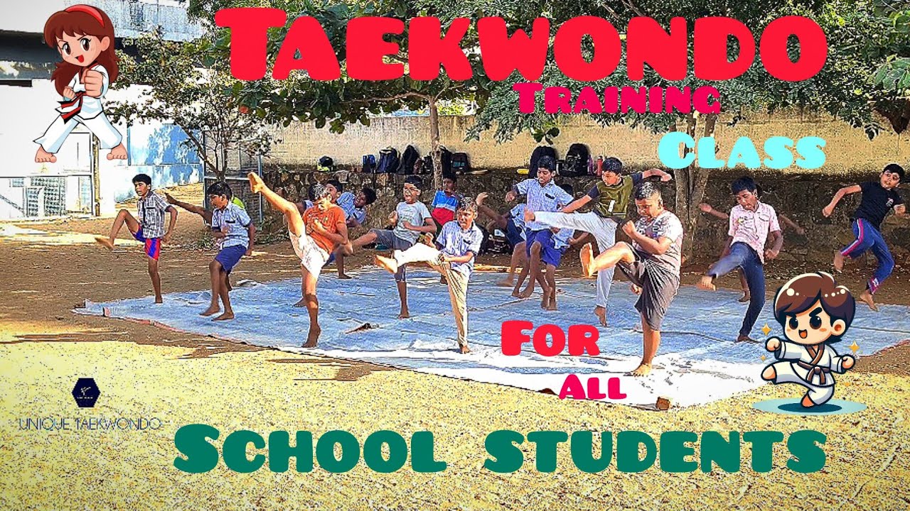 👀Taekwondo training classes for all school students boys and girls🔥#training #selfdefense #tutorial 