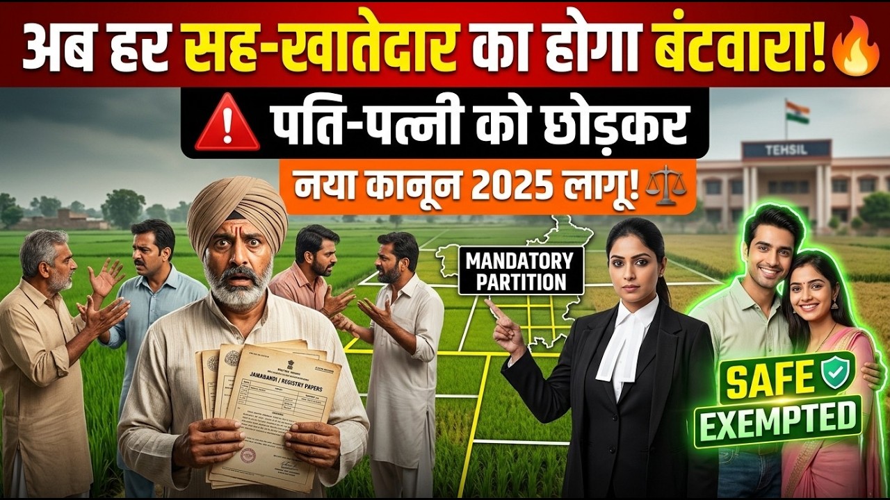 हरियाणा में अब पति-पत्नी को छोड़कर हर सह-खातेदार का होगा अनिवार्य बंटवारा | भू-राजस्व संशोधन 2025