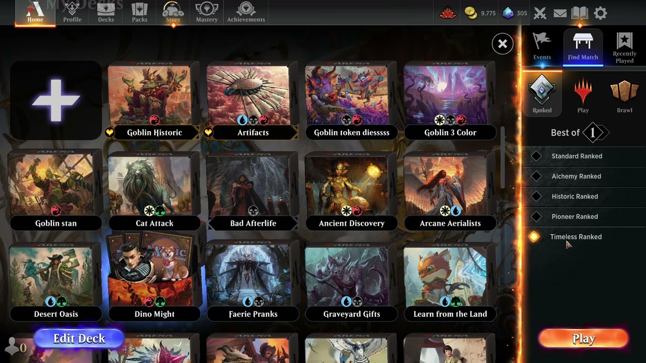 What is the timeless format in mtg arena quick explanation