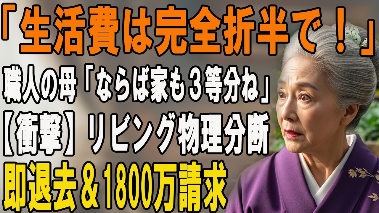 同居初日「生活費は１円単位で完全折半な」職人の私をATM扱いする息子夫婦に、家を物理的に『完全切断』してやった結果ｗ→1800万請求と法的措置で震え上がる末路が…【シニアライフ】【60代以上の方へ】