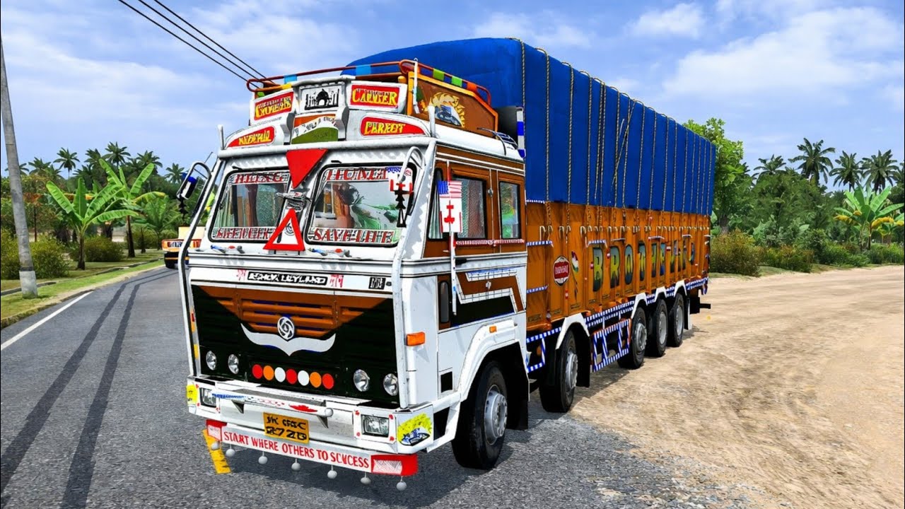 Overloaded Ashok Leyland Truck 🚛 | Indian 14 Chakka Truck Driving 🛣️ | BUSSID 
