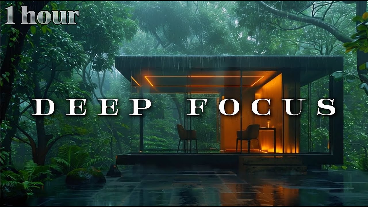 Deep Focus Music (1 Hour) | Rainforest Rain Ambience • Study • Work • Concentration
