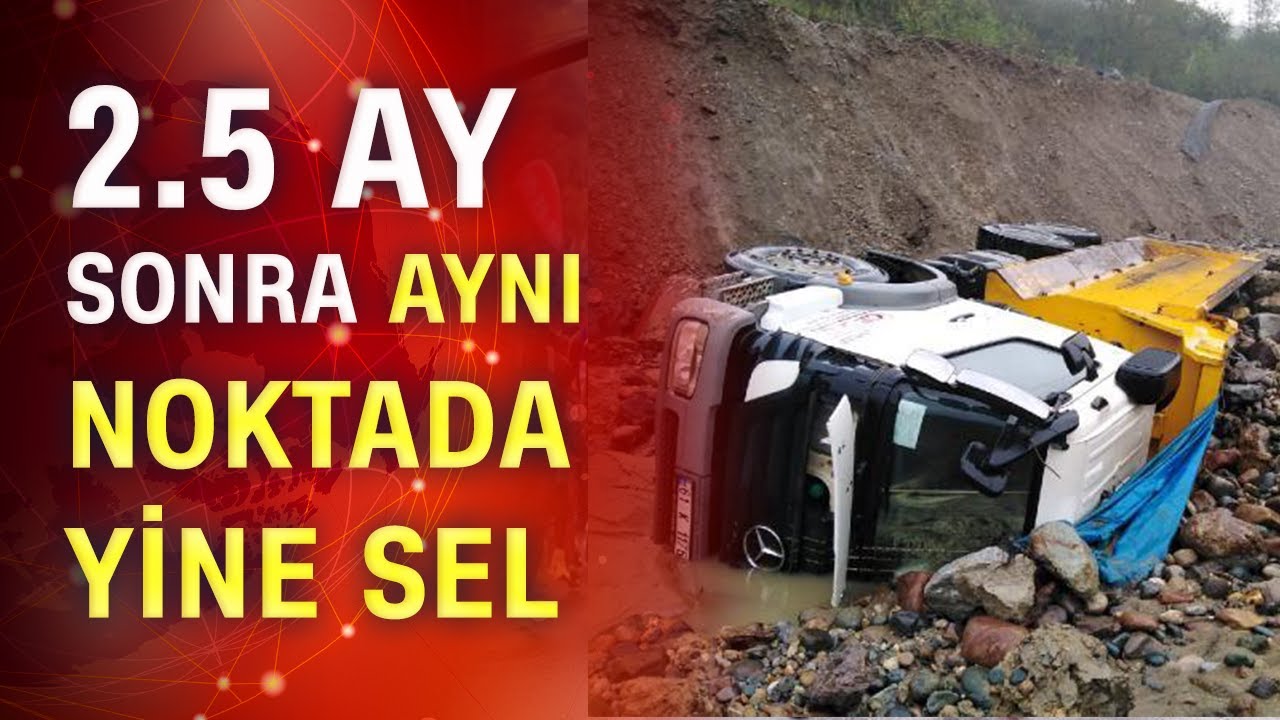 Giresun'da şantiyeyi sel bastı iş makineleri sürüklendi