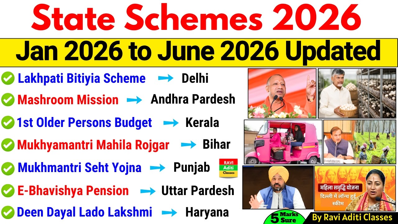 Schemes 2026 Current Affairs | State Schemes 2026 | Important Schemes 2026 | Rajyo ki Yojna 2026