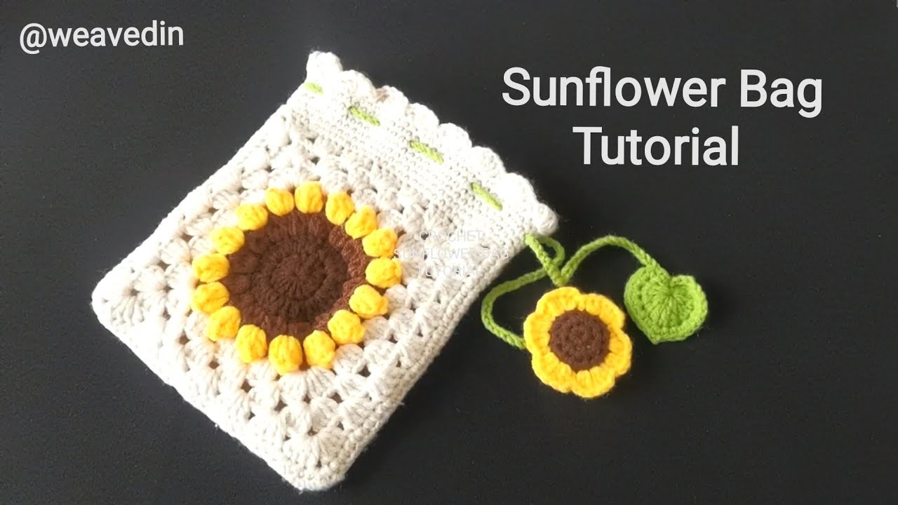 Crochet Sunflower Phone Bag Tutorial - Front Panel