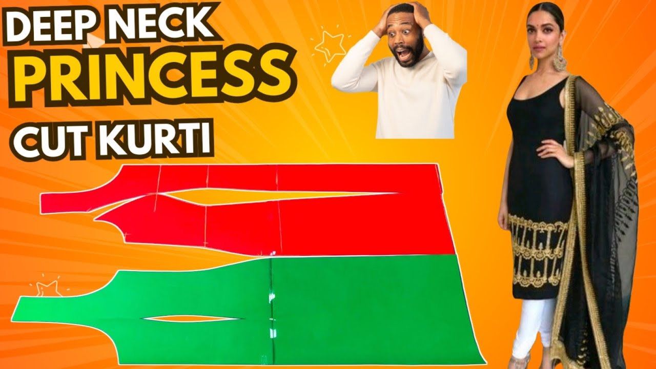Princess Cut Kurti Cutting And Stitching| Deep Neck Kurti