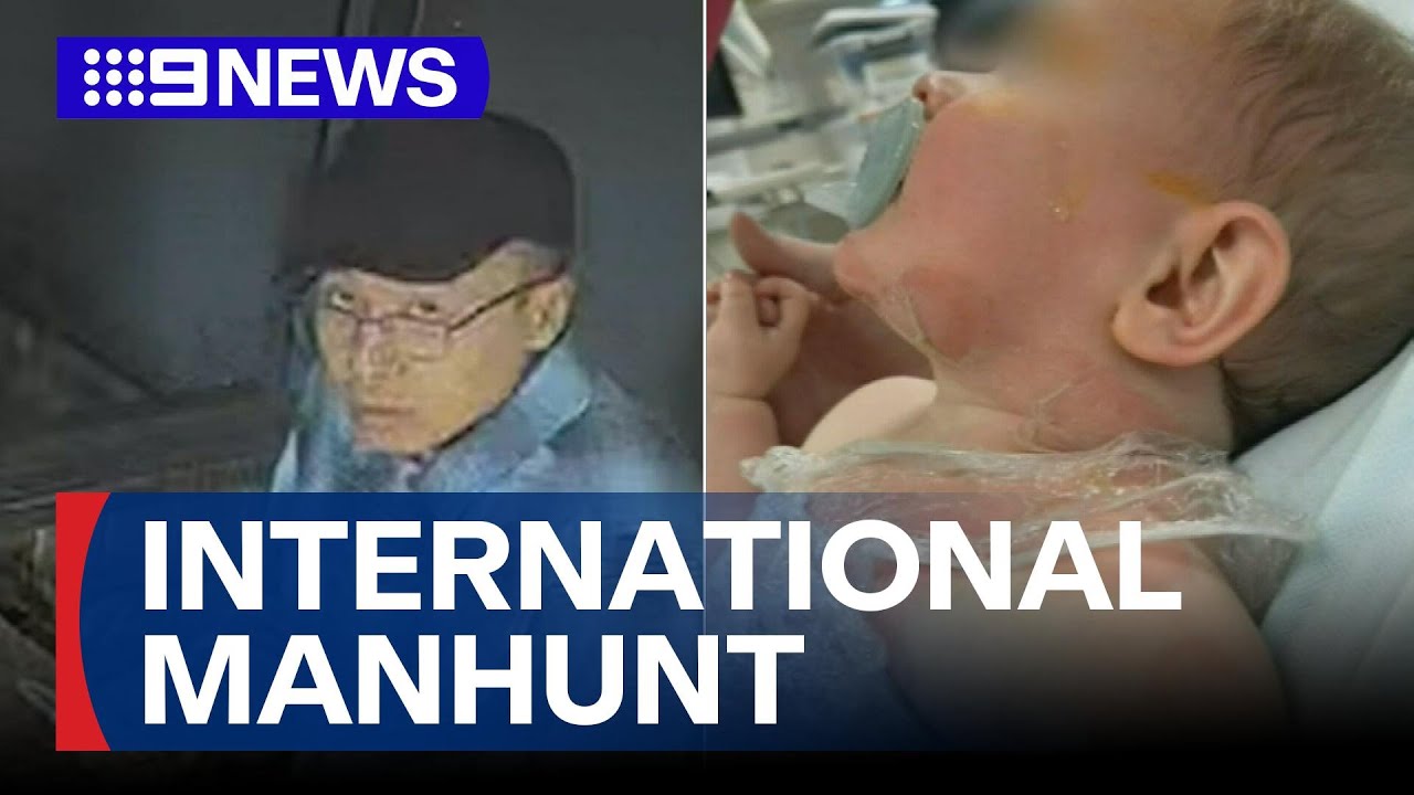 Chinese officials searching for man who attacked baby with hot coffee | 9 News Australia
