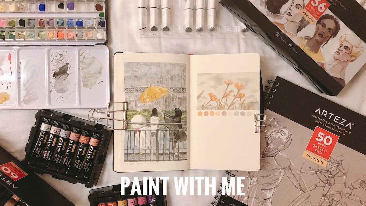 🖍️ painting scenes from  'weathering with you' w/ arteza