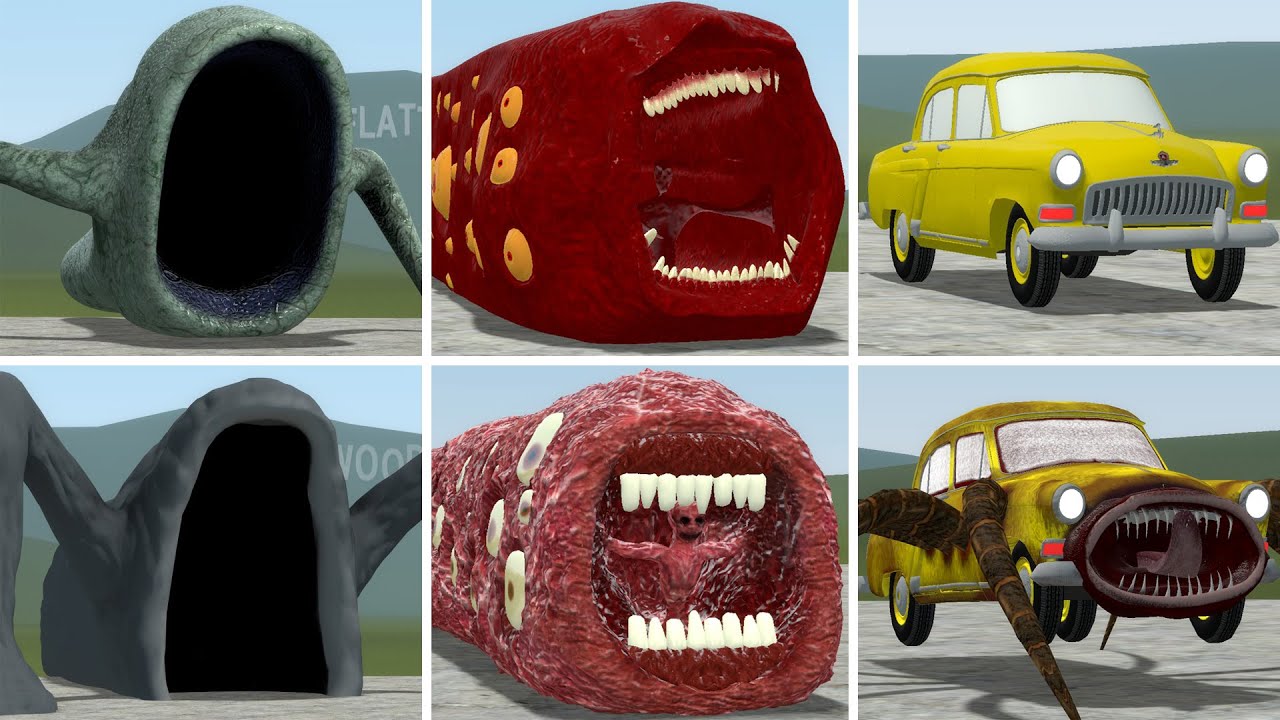 OLD AND NEW UPDATE: SEA EATER, TRAIN EATER, CAR EATER VS ALL TREVOR HENDERSON BATTLE In GMOD!
