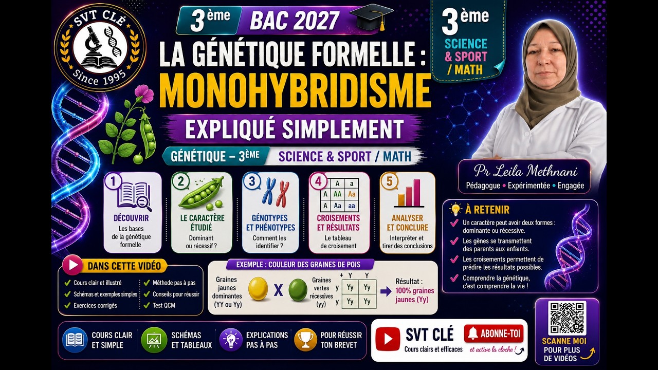 Monohybridisme expliqué simplement | Génétique 3ème Science & Sport — Mme Leila