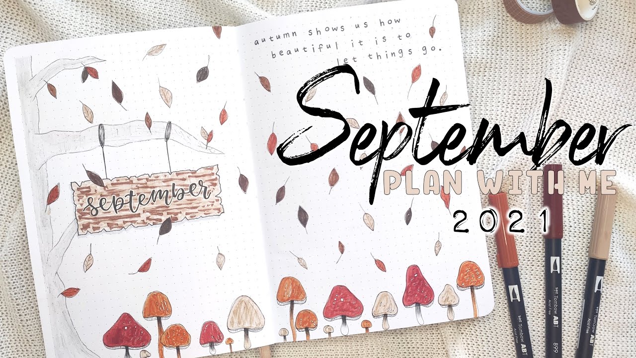 PLAN WITH ME | September 2021 | Bullet Journal Setup - Autumn Leaves & Mushrooms