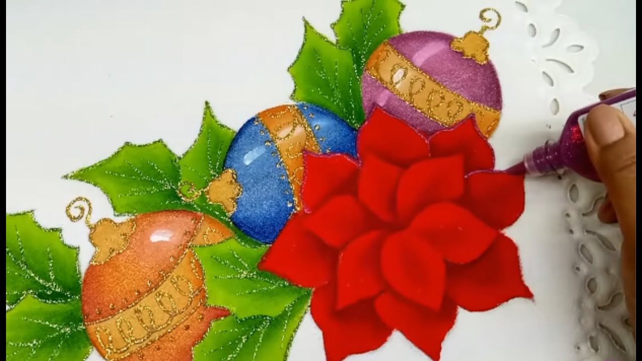 Como Pintar Esferas Navideñas Con Nochebuenas