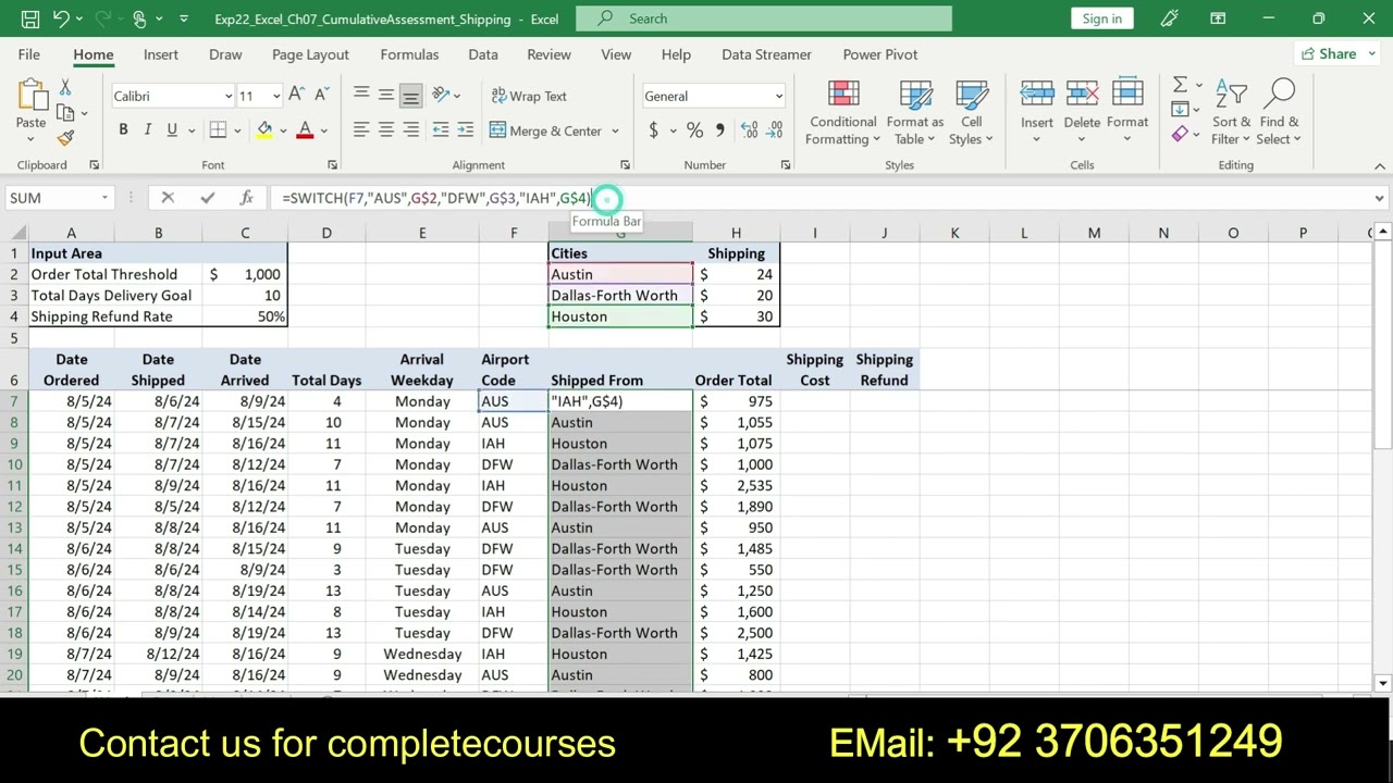 Exp22_Excel_Ch07_CumulativeAssessment_Variation_Shipping | Exp22 Excel Ch07 | Variation_Shipping