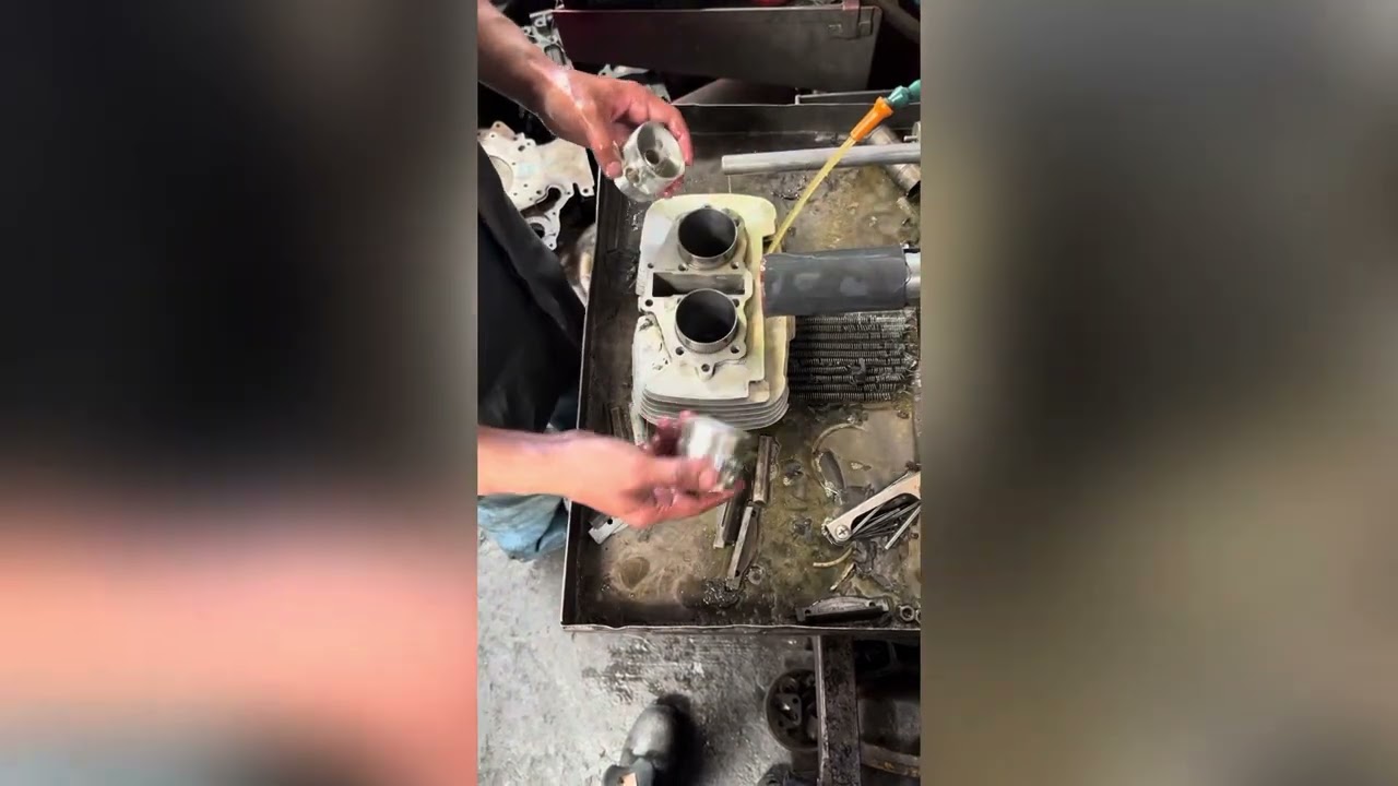 Rectificado de cilindro de moto Dinamo 250 con pistones de ft
