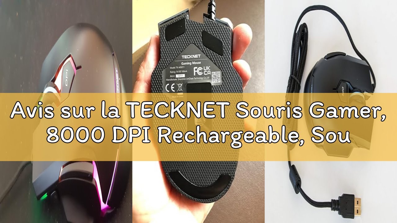 Avis sur la TECKNET Souris Gamer, 8000 DPI Rechargeable, Souris Gaming sans Fil/Souris Filaire Doubl