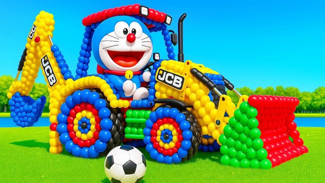 The mascot vibrato assistant JCB and Tractor placed on the football field is popular, co produced 2