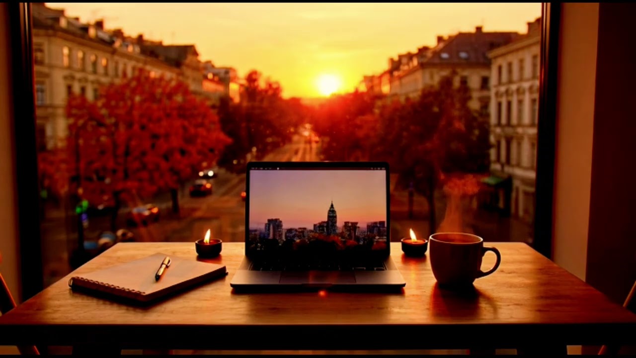 4K Evening Coffee Shop Jazz 🌙 Soft Piano Music for Night Study & Relax