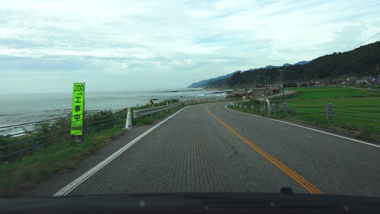 4K　国道345号・下り　笹川流れ区間　新潟県村上市街→勝木→山形県境