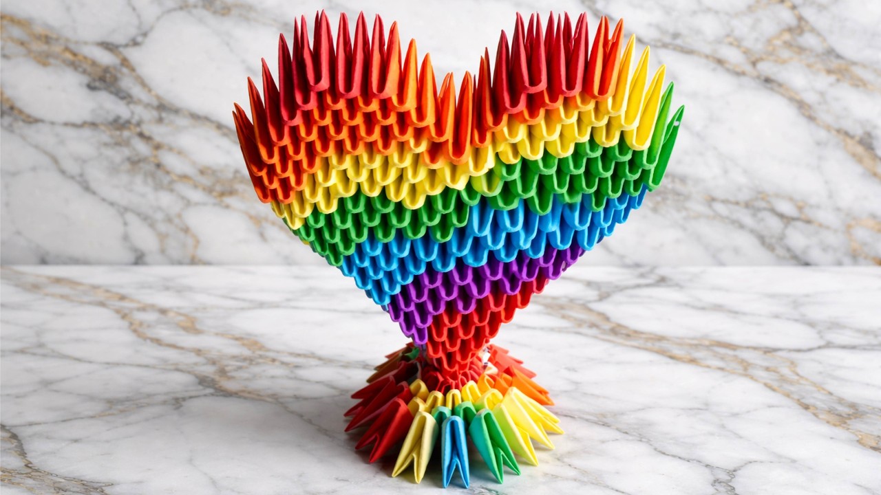 How to make a 3D Origami Heart. Modular origami rocket step by step instructions.