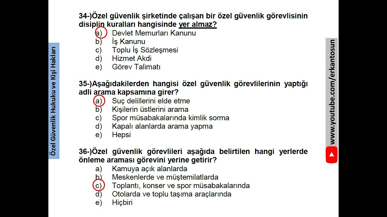 Özel Güvenlik Hukuku ve Kişi Hakları Soru Çözümleri Bölüm 1 (Özel Güvenlik Eğitimi)