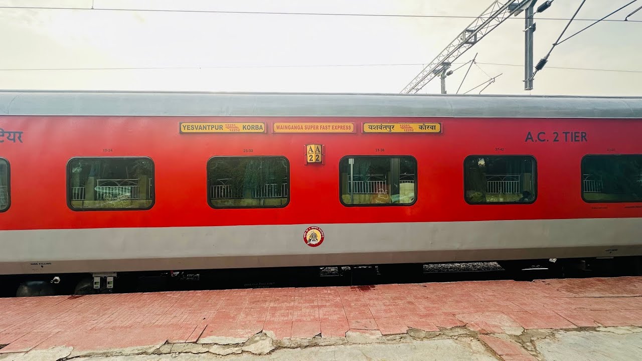 Train Journey in Korba Yesvanthpur  Wainganga Superfast Express  : Train Journey Vlog