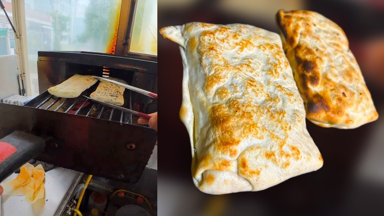 Cooking bakede pies with meat filing, Live stream of cooking street food.