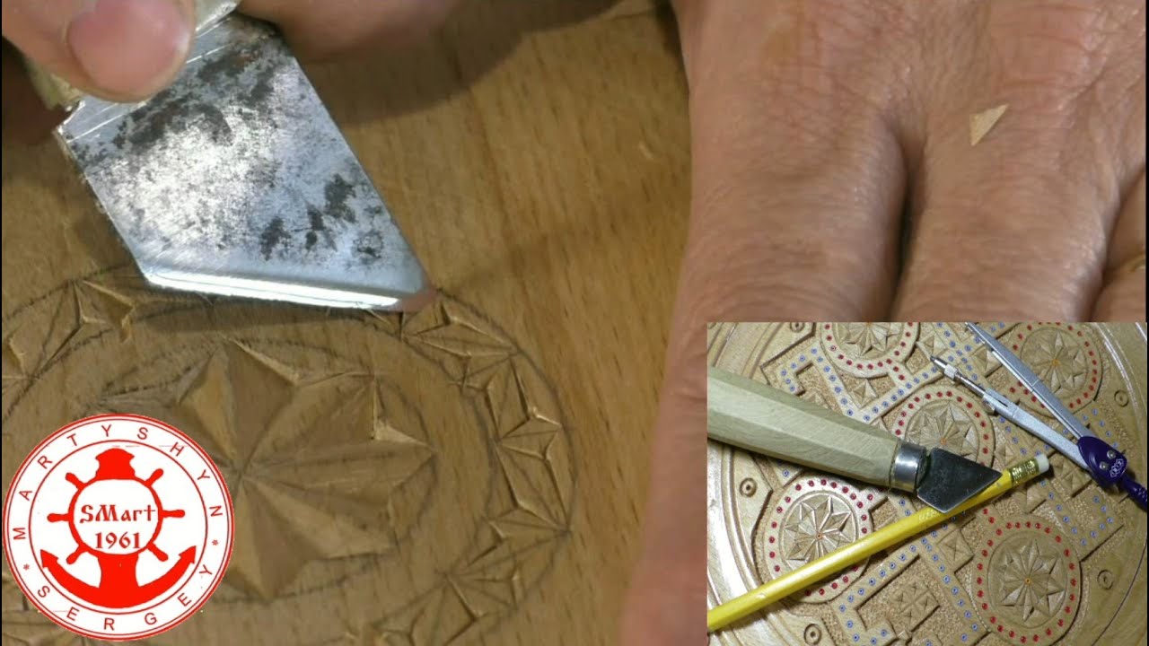 Геометрическая резьба по дереву. Украшение точеной тарелки. SMart1961.