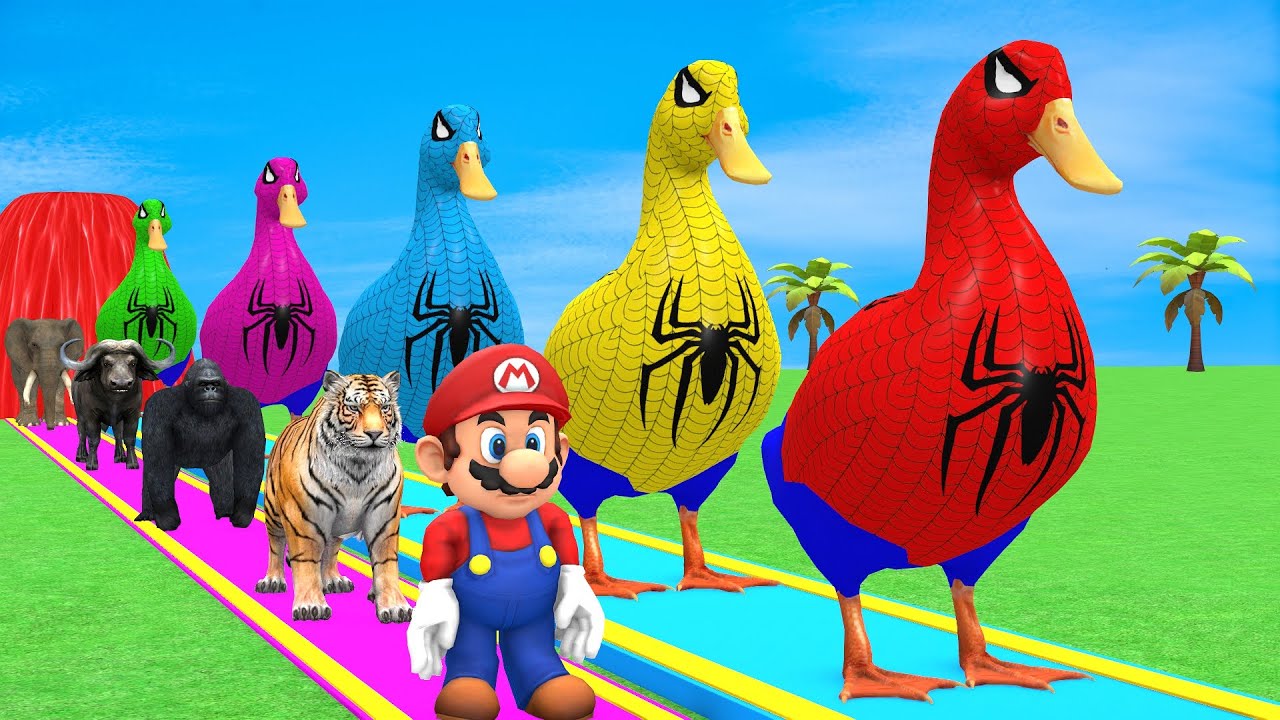 Long Slide Game With Cow Elephant Gorilla Hippopotamus Tiger 3d Animal Game Funny 3d Animals
