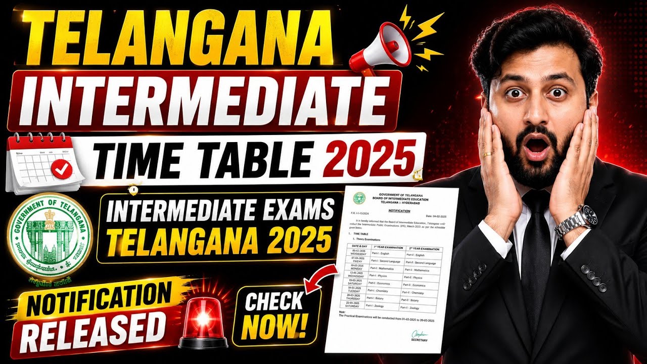 Telangana Intermediate Time Table 2025 | Intermediate Exams Telangana 2025