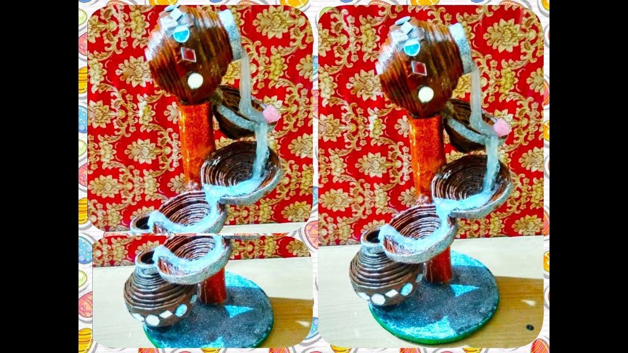 Newspaper craft idea | DIY Newspaper waterfall showpiece
