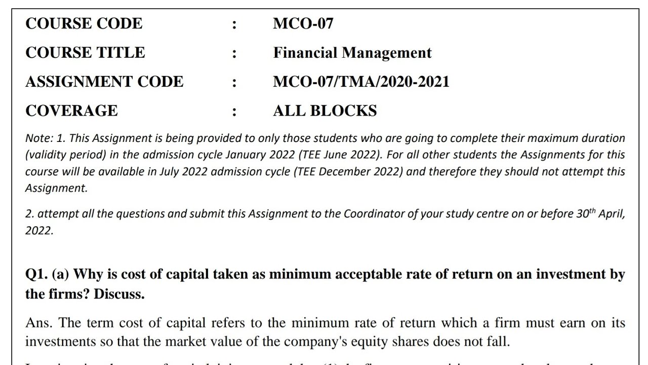 MCO07 ASSIGNMENT SOLUTION, DECEMBER 2022, IGNOU