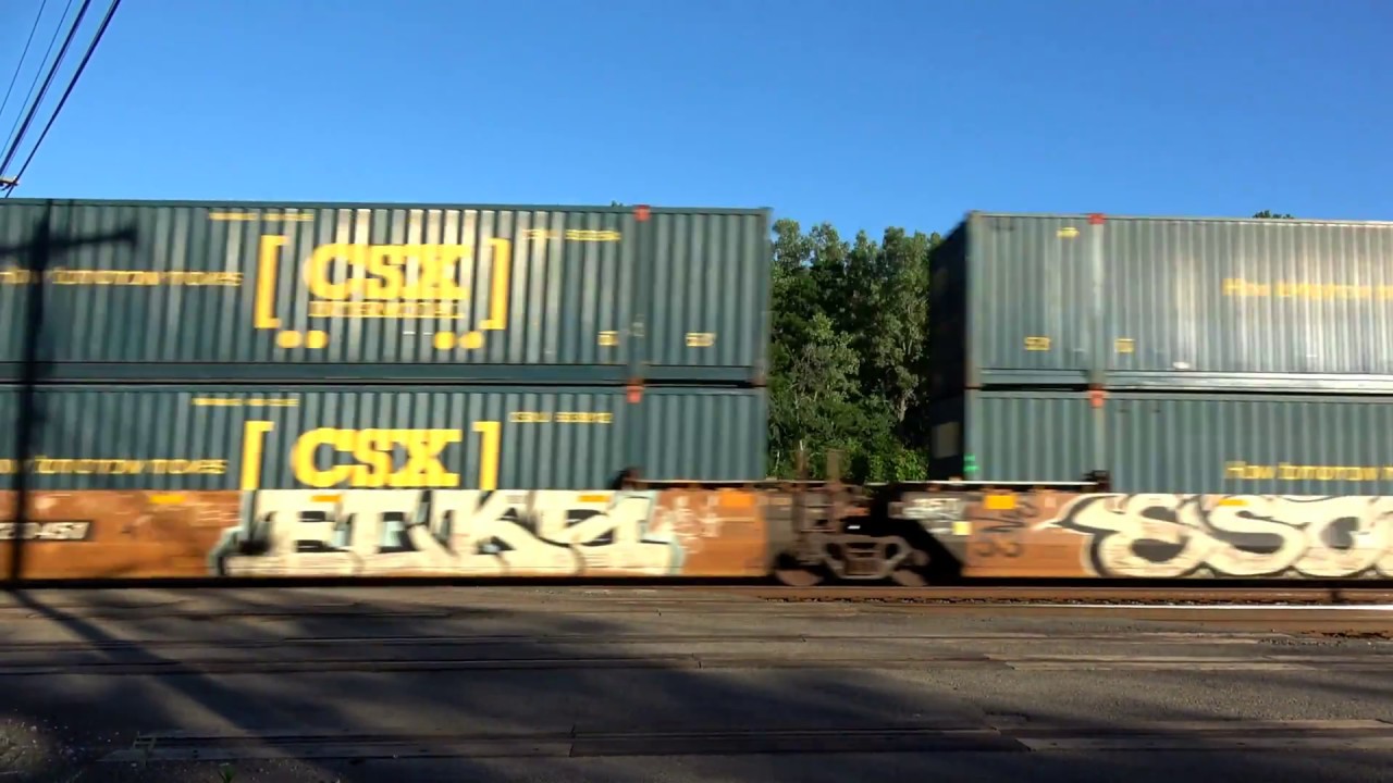 2 Big Fast Trains Meet at RR Crossing 4K