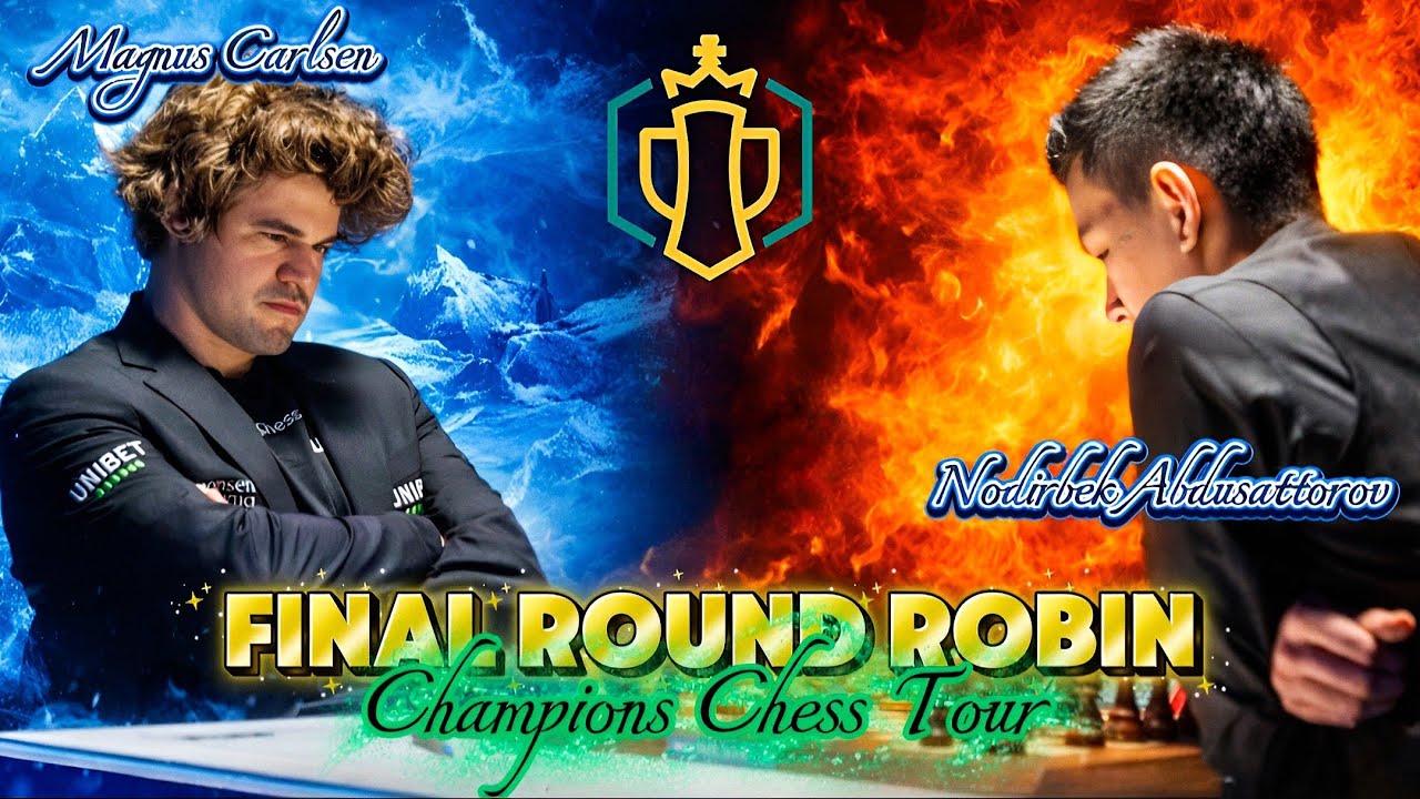 Magnus Carlsen VS Nodirbek Abdusattorov || Champions Chess Tour 2023, Round Robin Stage, Round 2 G1